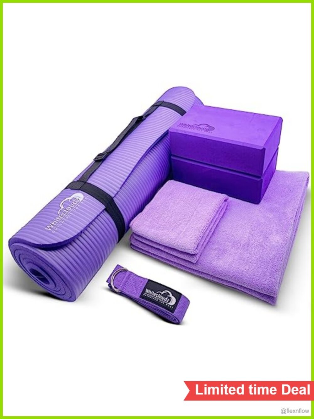 7-Piece Yoga Mat Set Thick 10MM with Blocks Strap Towels Carry Bag